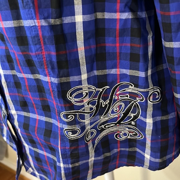 Harley-Davidson Plaid Button-down Long Sleeved Top/ Size Medium/ Blue - Picture 3 of 9